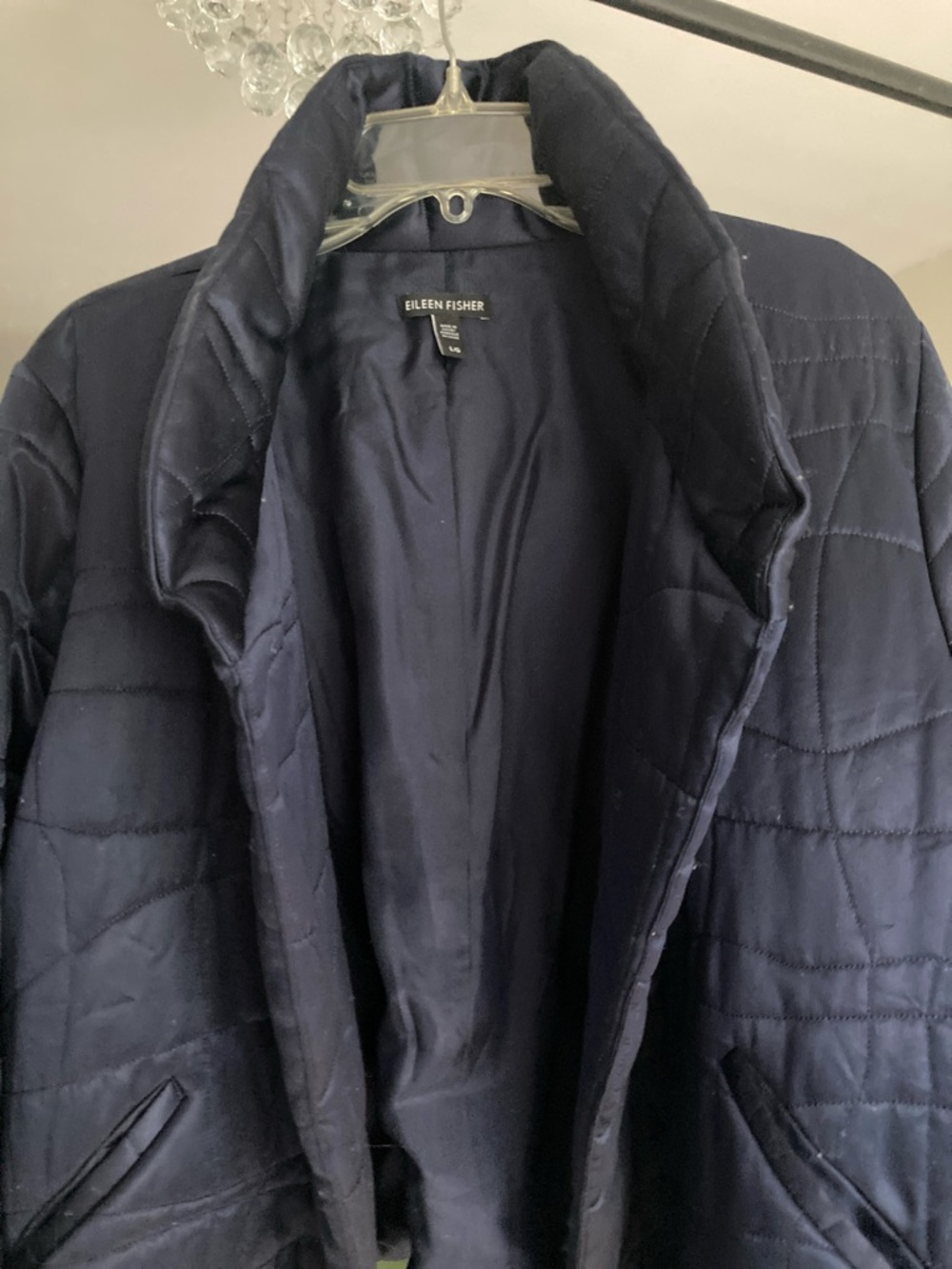 Eileen Fisher Quilted Dark Navy Open-Front Jacket